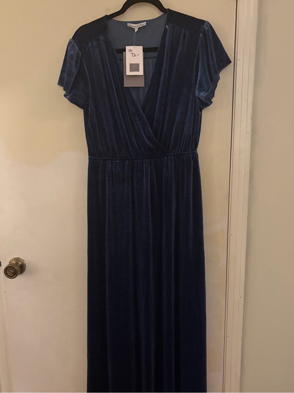 Women's Blue/Green Velvet  Maxi Dress